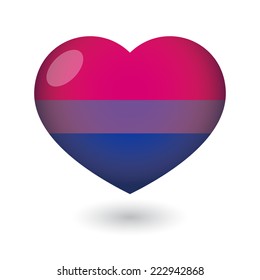Isolated heart with a bisexual pride flag