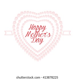 Isolated heart composed by roses and text on a white background for mother's day celebrations