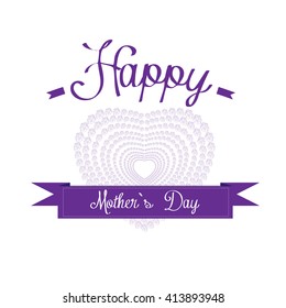 Isolated heart composed with roses and text on a white background for mother's day celebrations