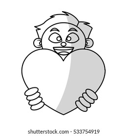 Isolated heart gift and boy design