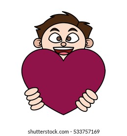 Isolated heart gift and boy design