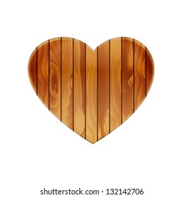 Isolated heart graphic element made out of wood / wooden heart heart