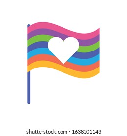 Isolated heart inside flag, flat style icon vector illustration design
