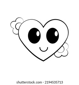 Isolated Heart Kawaii Tatoo Vector Illustration