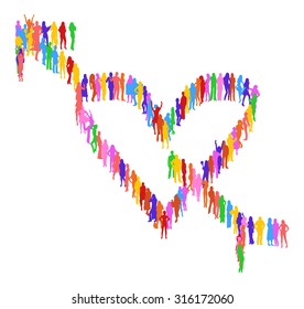 Corazón aislado hecho de siluetas vectoriales 
