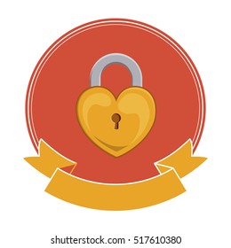 Isolated heart and padlock , of love concept