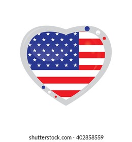Isolated heart shape with the american flag on a white background