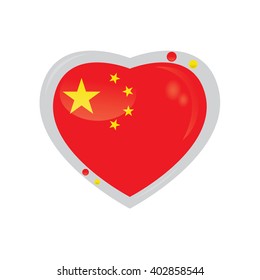 Isolated heart shape with the chinese flag on a white background