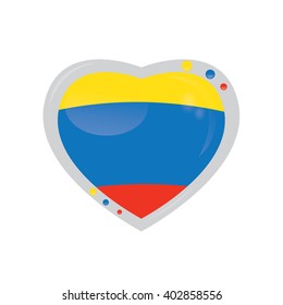 Isolated heart shape with the colombian flag on a white background