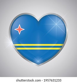 Isolated heart shape with the flag of Aruba - Vector illustration