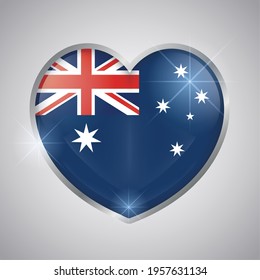 Isolated heart shape with the flag of Australia - Vector illustration
