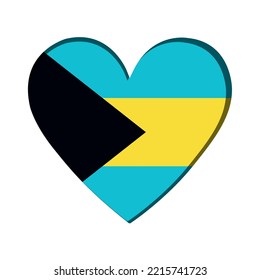 Forma de corazón aislada con la bandera de Bahamas Vector