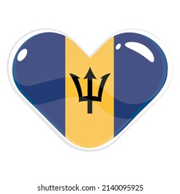 Forma de corazón aislada con la bandera de Barbados Vector