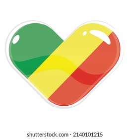 Isolated heart shape with the flag of Congo Vector