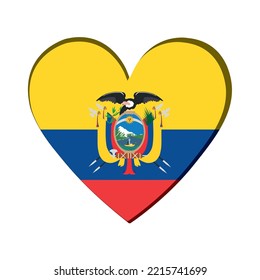 Forma de corazón aislada con la bandera de Ecuador Vector