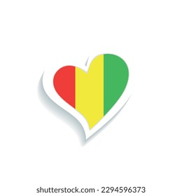 Isolated heart shape with the flag of Guinea Vector