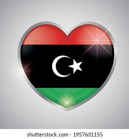 Isolated heart shape with the flag of Libya - Vector illustration