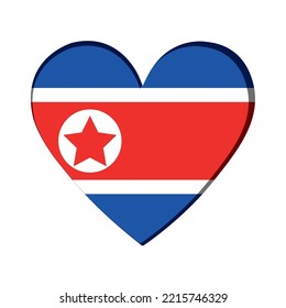 Forma de corazón aislada con la bandera del vector de Corea del Norte