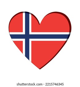 Forma de corazón aislada con la bandera del vector de Noruega