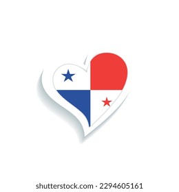 Forma de corazón aislada con la bandera del Vector de Panamá