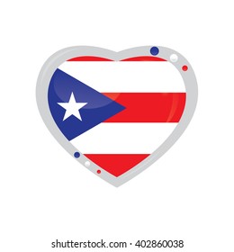 Isolated heart shape with the flag of Puerto Rico on a white background