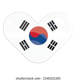 Isolated heart shape with the flag of South Korea Vector