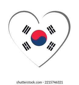 Forma de corazón aislada con la bandera del vector de Corea del Sur