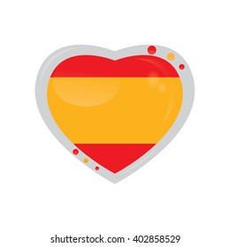 Isolated heart shape with the flag of Spain on a white background