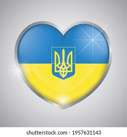 Isolated heart shape with the flag of Ukraine - Vector illustration