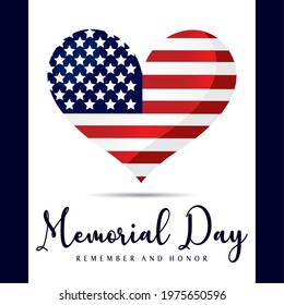 Isolated heart shape with the flag of USA for memorial day Vector