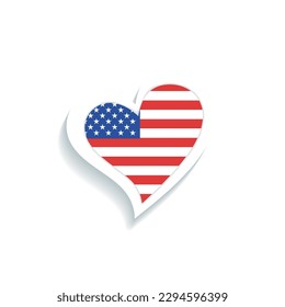 Isolated heart shape with the flag of USA Vector
