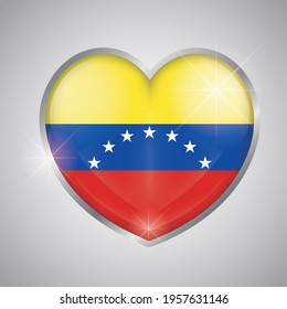 Isolated heart shape with the flag of Venezuela - Vector illustration