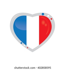 Isolated heart shape with the french flag on a white background