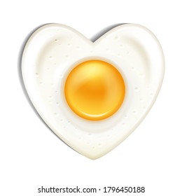 isolated heart shape fried egg