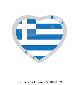 Isolated heart shape with the greek flag on a white background