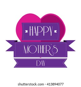 Isolated heart shape with a ribbon with text on a white background for mother's day celebrations