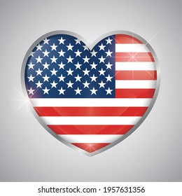 Isolated heart shape with the USA flag - Vector illustration