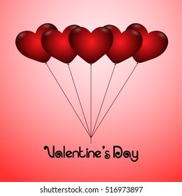 Isolated heart shaped balloons on a colored background, Valentine day vector illustration