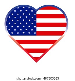 Isolated heart shaped button with the american flag, Vector illustration