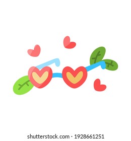 Isolated heart shaped glasses. Valentines day - Vector