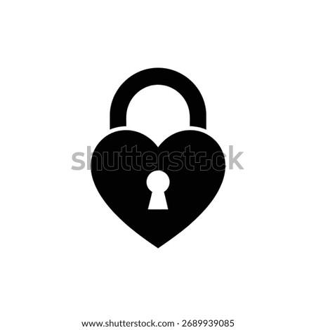 Isolated heart shaped padlock with keyhole on transparent background. A symbol of love, security, privacy, and protection, presented as a clean graphic icon.