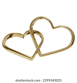 anillos aislados en forma de corazón. anillos de oro realistas para el día de San Valentín y la boda