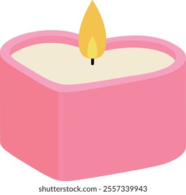 Isolated heart shaped scented candle icon.
Valentine heart shape scented candle flat vector illustration.
Transparent background.
