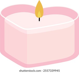 Isolated heart shaped scented candle icon.
Valentine heart shape scented candle flat vector illustration.
Transparent background.
