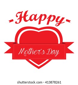 Isolated heart with text and a ribbon on a white background for mother's day celebrations