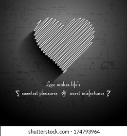 Isolated heart with Text. Vector illustration.