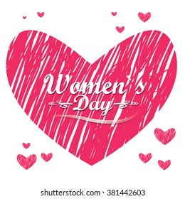 Isolated heart with texture and text for women's day