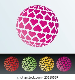 Isolated hearts sphere pattern