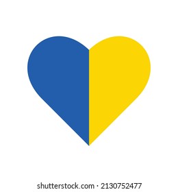Isolated heart-shaped Ukrainian flag icon in white. Save the Ukrainian concept. Vector Ukrainian symbol, icon, button.