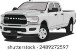isolated heavy pickup truck front side view illustration on white background full editable format, high resolution graphics